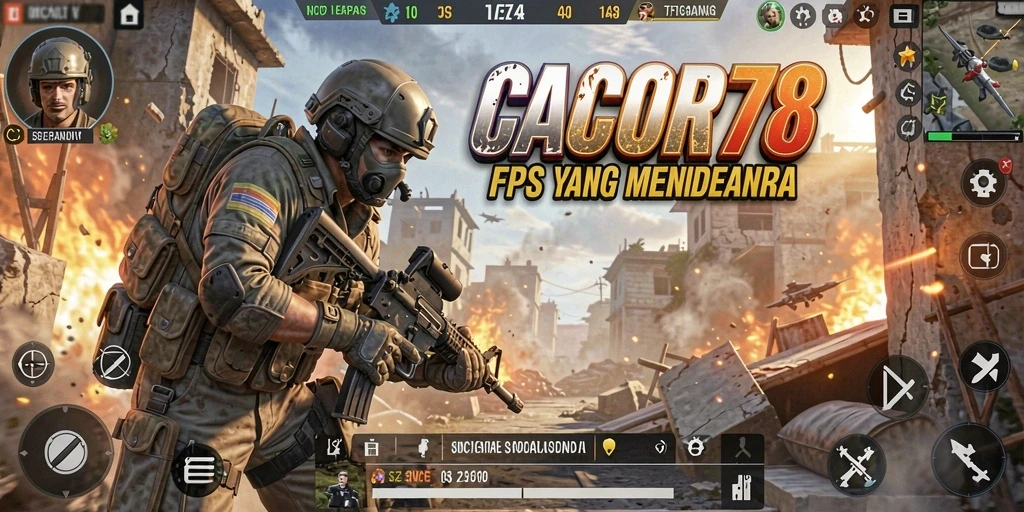 Tangkapan layar utama CACOR78 menampilkan aksi menegangkan dalam gameplay FPS.