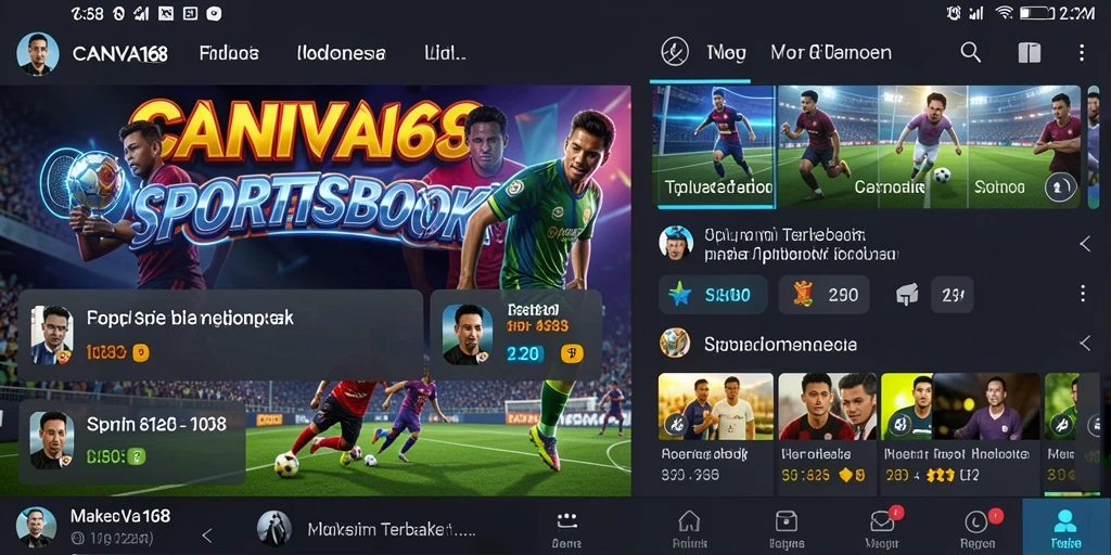 Tampilan menarik aplikasi CANVA168 dengan pilihan taruhan olahraga.