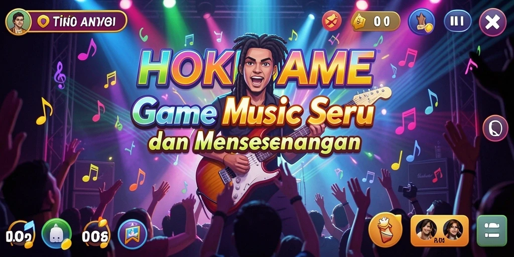 Tampilan gameplay HOKIGAME dengan musik yang menarik.