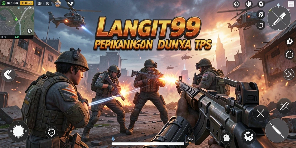 Screenshot utama LANGIT99 menampilkan aksi seru dalam gameplay TPS.