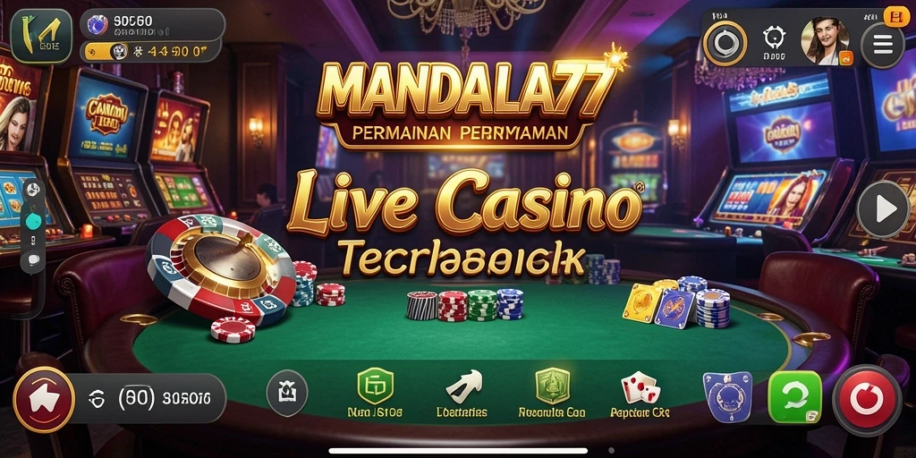 Tangkapan layar gameplay MANDALA77 menunjukkan dealer dan permainan langsung yang interaktif.