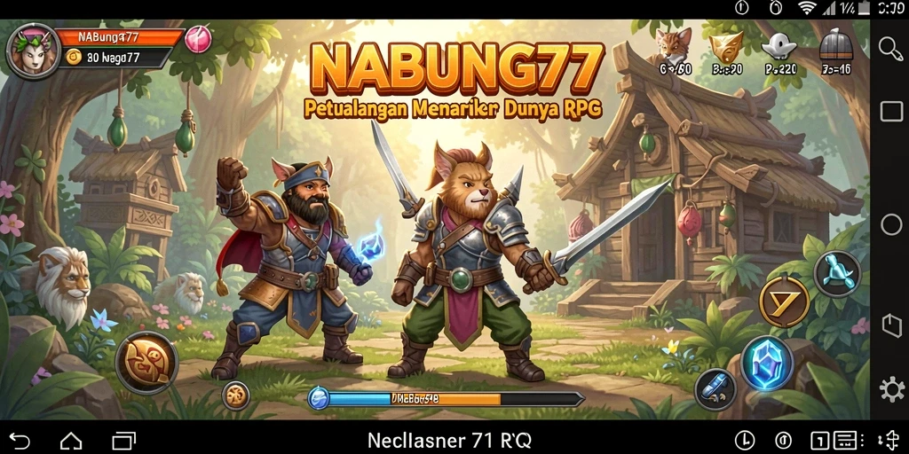 Screenshot utama NABUNG77 menampilkan pertempuran epik dan petualangan menarik dalam RPG.